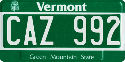 VT license plate CAZ992