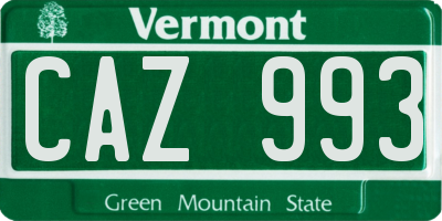VT license plate CAZ993