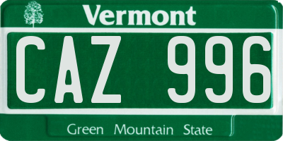 VT license plate CAZ996