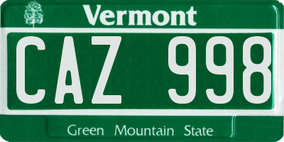 VT license plate CAZ998