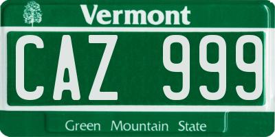 VT license plate CAZ999
