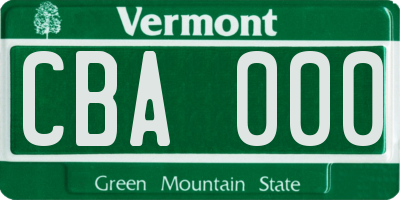 VT license plate CBA000