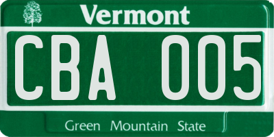 VT license plate CBA005