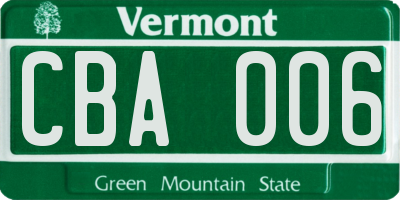 VT license plate CBA006