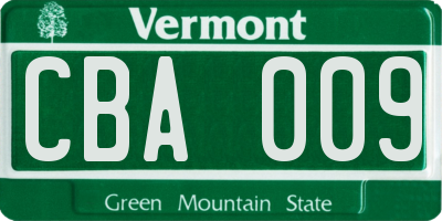 VT license plate CBA009