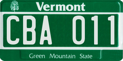 VT license plate CBA011