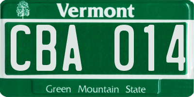 VT license plate CBA014