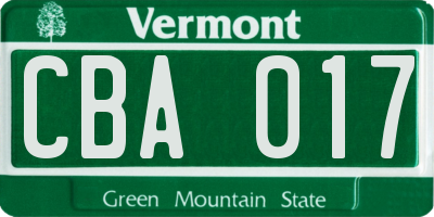 VT license plate CBA017