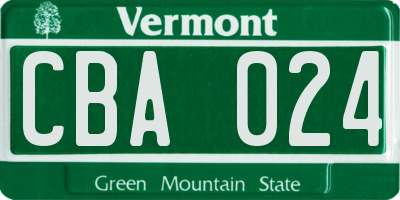 VT license plate CBA024