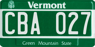VT license plate CBA027