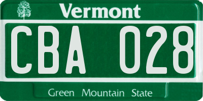 VT license plate CBA028