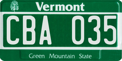 VT license plate CBA035