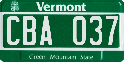 VT license plate CBA037