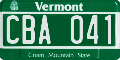 VT license plate CBA041