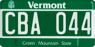 VT license plate CBA044