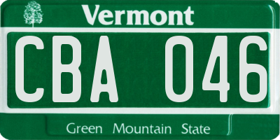 VT license plate CBA046