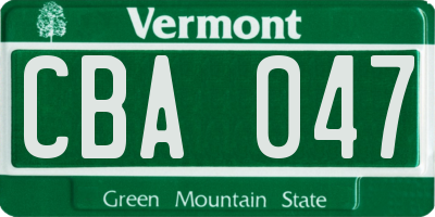VT license plate CBA047