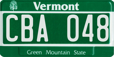 VT license plate CBA048