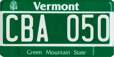 VT license plate CBA050