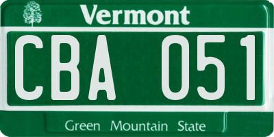 VT license plate CBA051