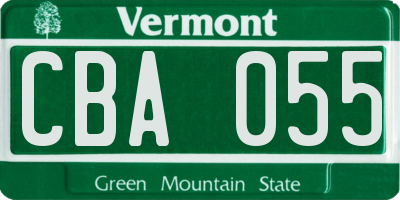 VT license plate CBA055