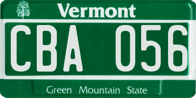 VT license plate CBA056