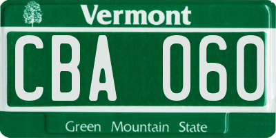 VT license plate CBA060