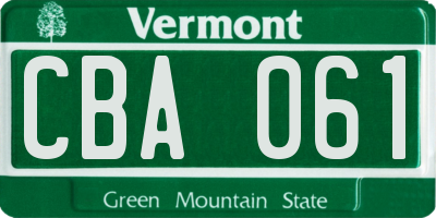 VT license plate CBA061