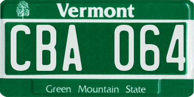 VT license plate CBA064