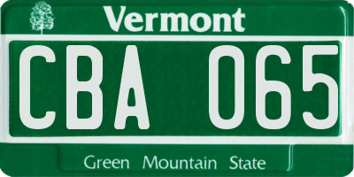 VT license plate CBA065