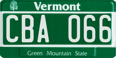 VT license plate CBA066