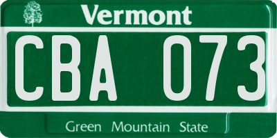 VT license plate CBA073