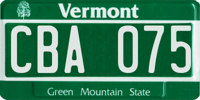 VT license plate CBA075