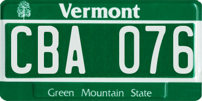 VT license plate CBA076