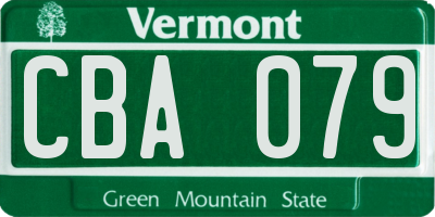 VT license plate CBA079