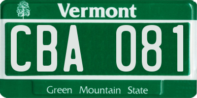 VT license plate CBA081