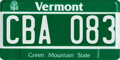 VT license plate CBA083