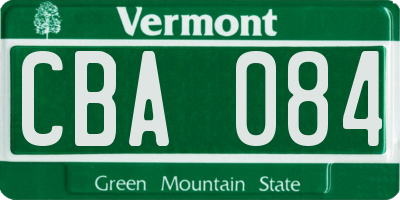 VT license plate CBA084