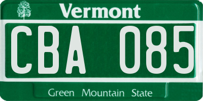 VT license plate CBA085