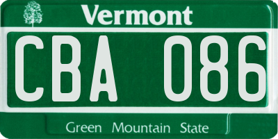 VT license plate CBA086