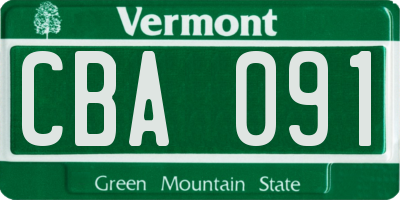 VT license plate CBA091