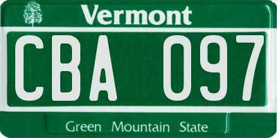 VT license plate CBA097