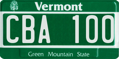 VT license plate CBA100