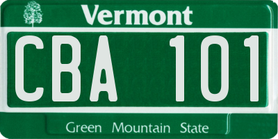 VT license plate CBA101