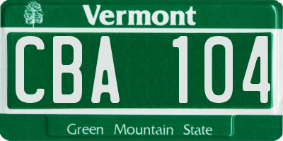 VT license plate CBA104