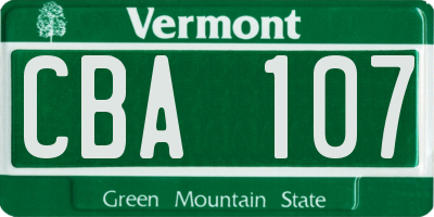 VT license plate CBA107