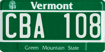 VT license plate CBA108