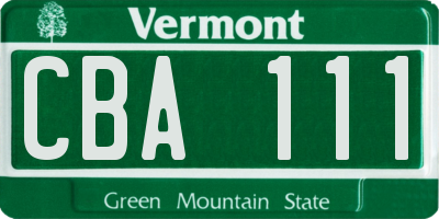 VT license plate CBA111