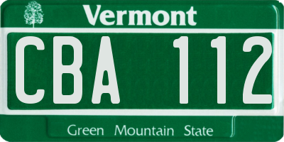 VT license plate CBA112