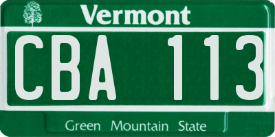 VT license plate CBA113